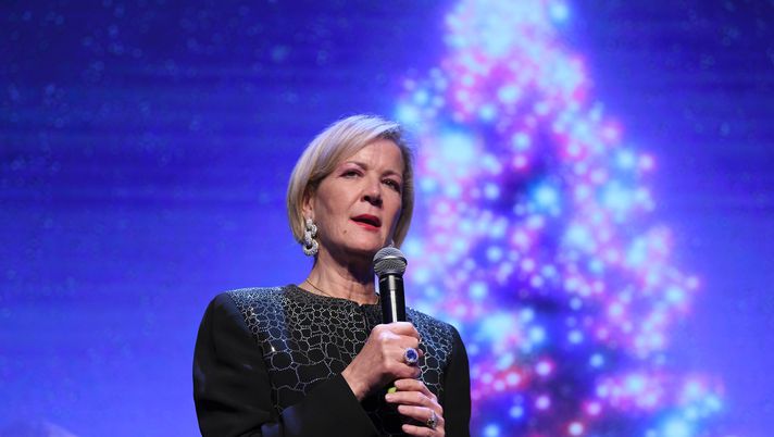 ROME, ITALY - DECEMBER 15: Cristina Mezzaroma during the SS Lazio Xmas party at the Spazio Novecento event on December 15, 2025 in Rome, Italy. (Photo by Marco Rosi - SS Lazio/Getty Images) Natale 2025 | Mezzaroma: “Lazio sempre attiva nel sociale. Quest’anno vogliamo…” - immagine 1