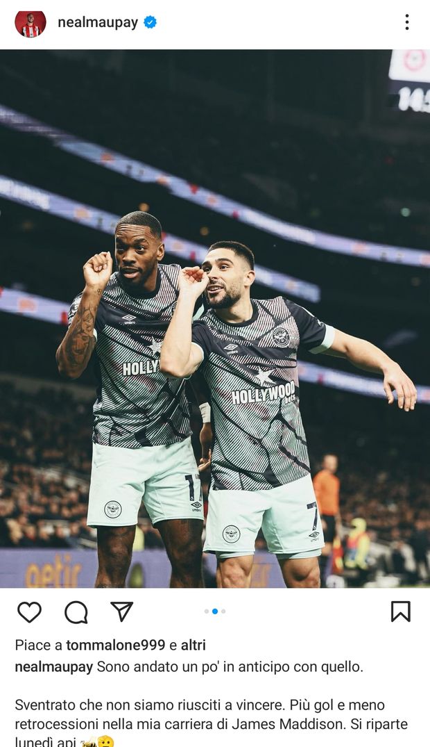 Tottenham-Brentford, Maupay esulta con le freccette come Maddison: l’inglese “Tanto poi hai perso”…- immagine 2