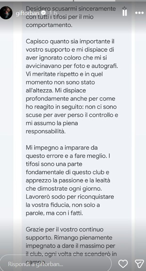 Orban, le scuse ai tifosi: “Meritate rispetto, mi dispiace profondamente”- immagine 2