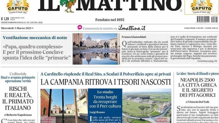 prima pagina il mattino oggi