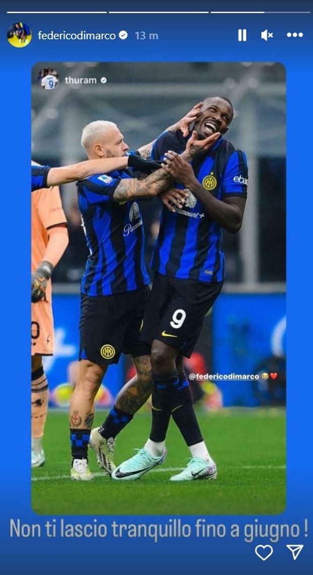 Inter, Dimarco e Thuram scherzano sui social: “Non ti lascio tranquillo fino a giugno”- immagine 3