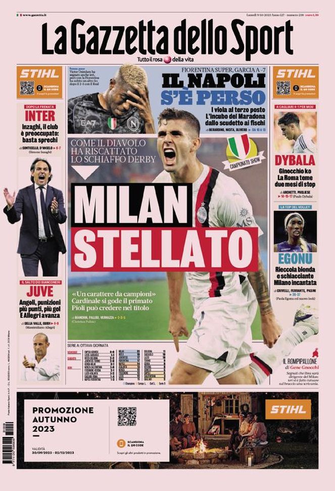 Prima Pagina Gazzetta Dello Sport “milan Stellato” Pianeta Milan