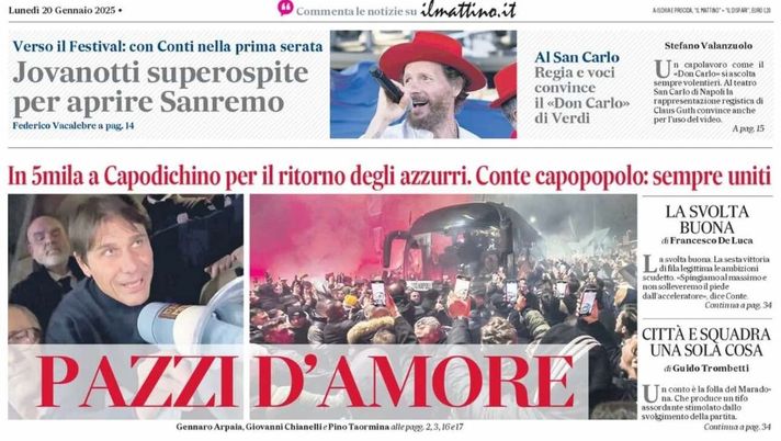 prima pagina il mattino oggi