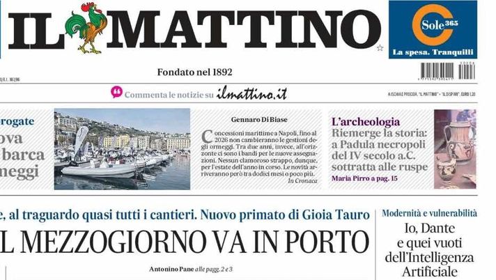 prima pagina il mattino oggi