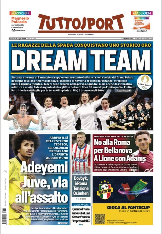 EDICOLA / TS: Torino, no alla Roma per Bellanova. Si prova a chiudere per Gosens - immagine 1