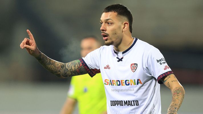 FLORENCE, ITALY - JANUARY 24: Gianluca Gaetano of Cagliari Calcio reacts during the Serie A match between ACF Fiorentina and Cagliari Calcio at Artemio Franchi on January 24, 2026 in Florence, Italy. (Photo by Gabriele Maltinti/Getty Images) gaetano atalanta
