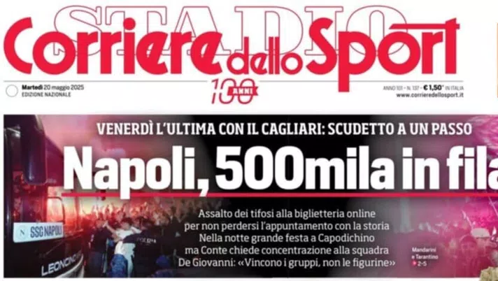 Il Napoli sui media: le prime pagine dei quotidiani di oggi- immagine 1