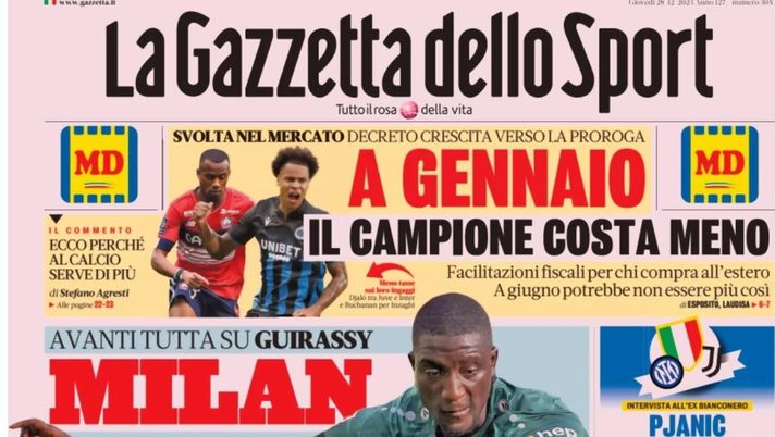 prima pagina gazzetta dello sport