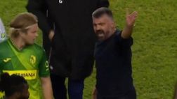 Gattuso infuriato, protesta con l’arbitro e litiga con un avversario a fine partita