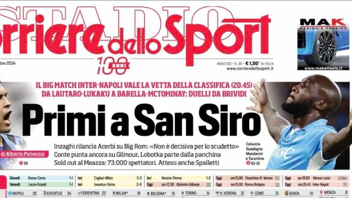 PRIMA PAGINA CORRIERE DELLO SPORT OGGI: “Primi a San Siro. Duelli da brividi” - immagine 1