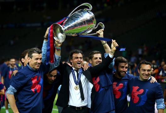 Luis Enrique dopo la vittoria della Champions League del 2015 con il Barcellona (Photo by Paul Gilham/Getty Images) Luis Enrique: “Poter giocare contro Messi è speciale per me dal punto di vista emotivo”- immagine 3