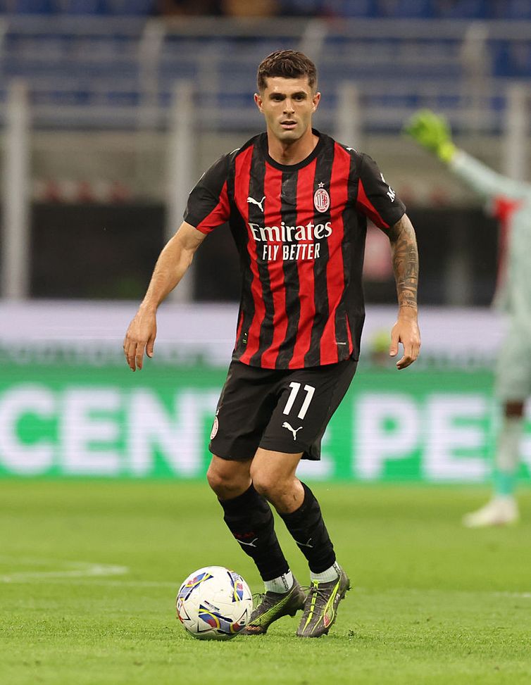 MILAN, ITALY - MAY 24: Christian Pulisic of AC Milan in action during the Serie match between Milan and Monza at Stadio Giuseppe Meazza on May 24, 2025 in Milan, Italy. (Photo by Claudio Villa/AC Milan via Getty Images)  stati-uniti-ct-pochettino-pulisic-messi-podcast-nazionali-usa