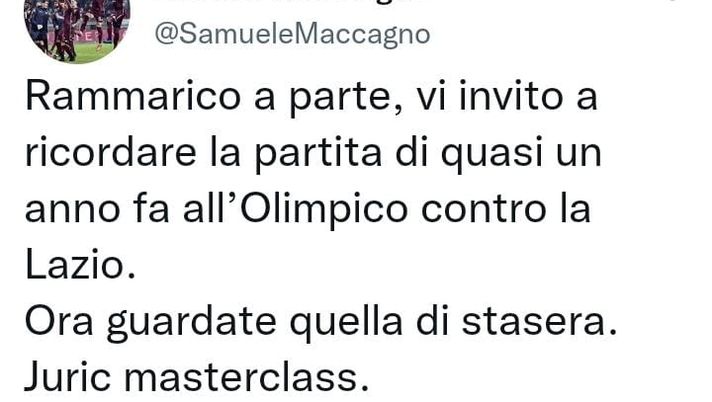 Lazio-Torino 1-1, le reazioni social: “Rammarico a parte, Juric masterclass” - immagine 1