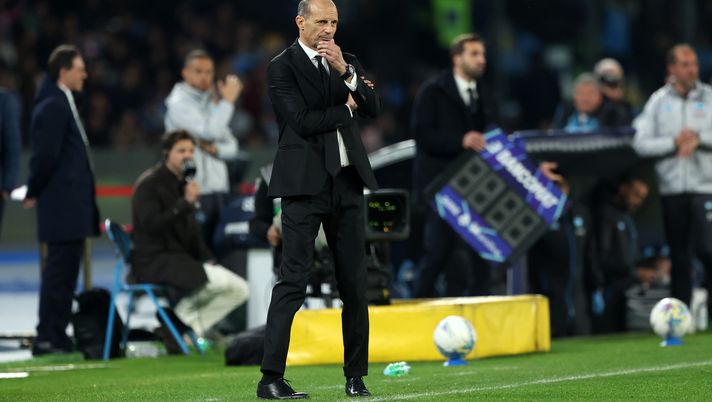 NAPLES, ITALY - APRIL 06: Massimiliano Allegri, head coach of AC Milan, looks on during the Serie A match between SSC Napoli and AC Milan at Stadio Diego Armando Maradona on April 06, 2026 in Naples, Italy. (Photo by Francesco Pecoraro/Getty Images) conte allegri
