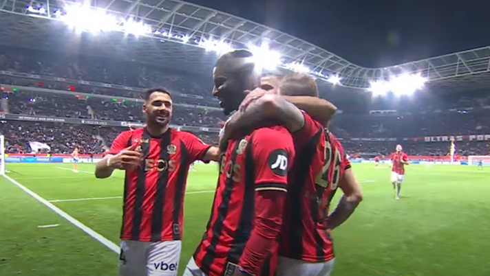 Mohamed Ali Cho esulta dopo il gol del 2-0 siglato contro il Marsiglia (Screen) Nizza-Lorient: lo streaming gratis del match della Ligue1 - immagine 1