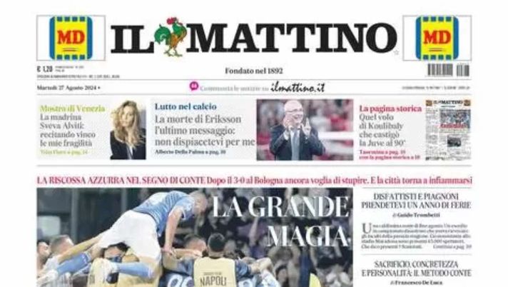 prima pagina il mattino oggi