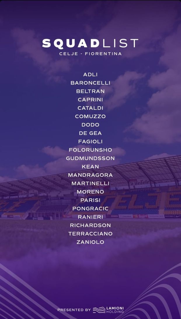 Fiorentina, i convocati per il Celje: nessuna sorpresa. Gosens ancora fuori- immagine 2
