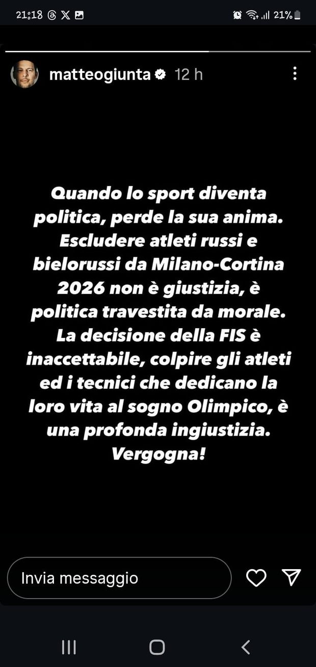 Milano-Cortina, FSI esclude gli atleti russi e bielorussi. Giunta: “Vergogna”- immagine 2