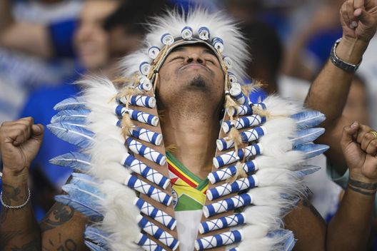 BELO HORIZONTE, BRASILE - 01 GIUGNO: Un fan del Cruzeiro durante una partita tra Cruzeiro e Palmeiras del Brasileirao allo stadio Mineirão l'1 giugno 2025 a Belo Horizonte, Brasile. (Foto di Pedro Vilela/Getty Images) Gremio Cruzeiro