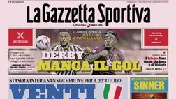 PRIMA PAGINA GAZZETTA DELLO SPORT OGGI: “Venti di scudetto per l’Inter”