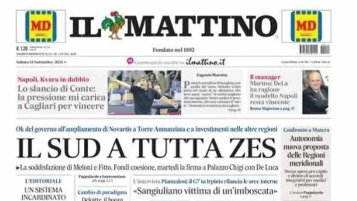 prima pagina il mattino oggi