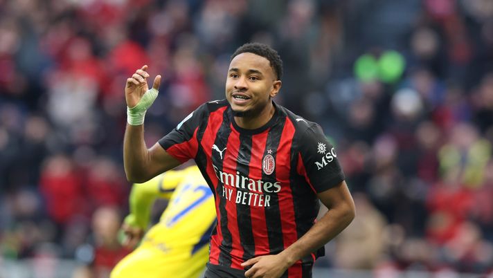 MILAN, ITALY - DECEMBER 28: Christopher Nkunku of AC Milan celebrates after scoring the goal during the Serie A match between AC Milan and Hellas Verona FC at Giuseppe Meazza Stadium on December 28, 2025 in Milan, Italy. (Photo by Claudio Villa/AC Milan via Getty Images) Milan, Nkunku entra e colpisce: 1-1 a Firenze e titolo di MVP - immagine 1
