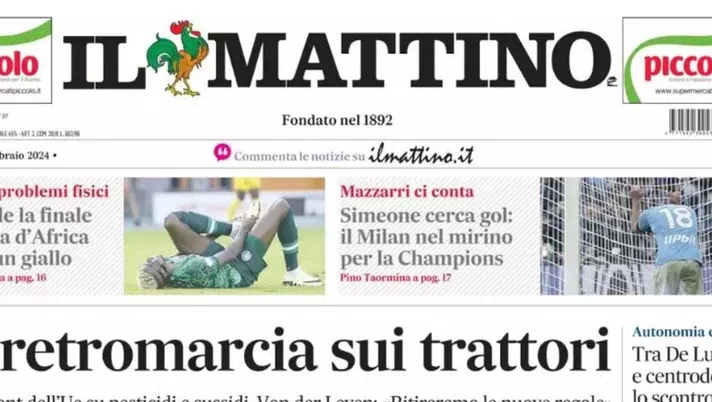 PRIMA PAGINA IL MATTINO OGGI