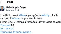 Torino-Juventus 1-1, le reazioni social: “Il Toro mette il cuore nel derby”