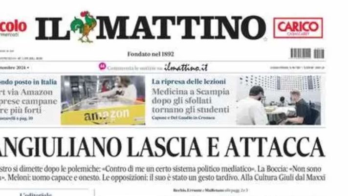 prima pagina il mattino oggi