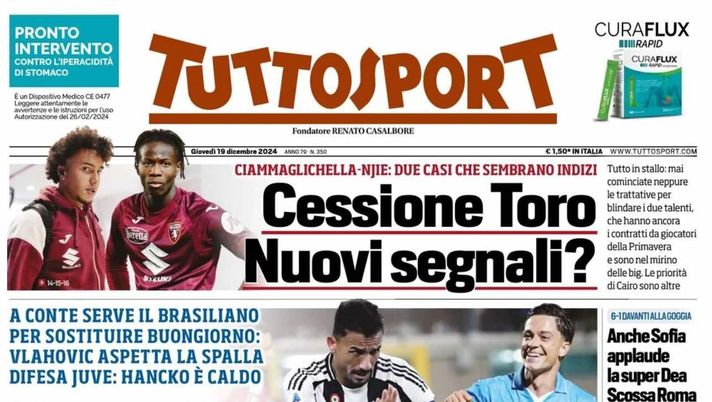 prima pagina tuttosport oggi