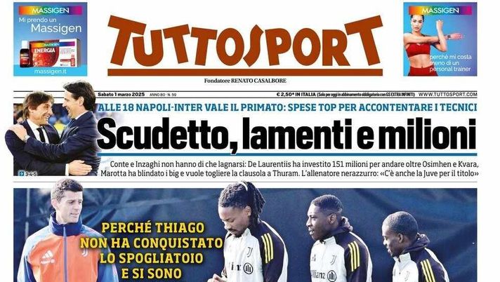 prima pagina tuttosport oggi