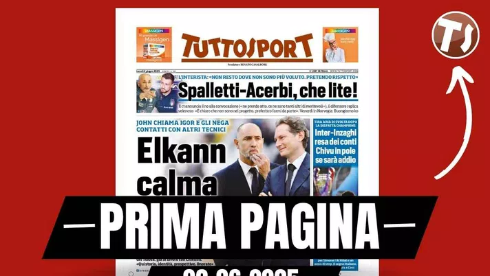 Prima pagina Tuttosport: 'Juventus, Elkann chiama Tudor'