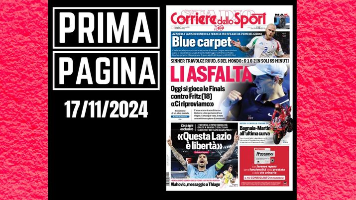 Prima pagina Corriere dello Sport: Italia a San Siro. Sinner brilla