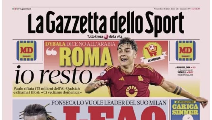 PRIMA PAGINA GAZZETTA DELLO SPORT OGGI: “Lukaku, Napoli e Chelsea lontani” - immagine 1