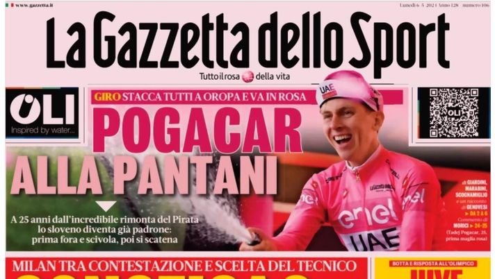 PRIMA PAGINA GAZZETTA DELLO SPORT OGGI: “Inzaghi al rinnovo, ci metto la firma”