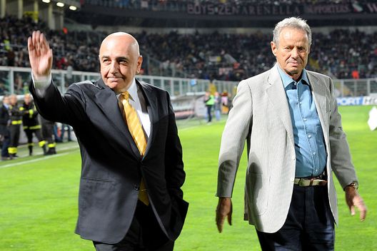 Adriano Galliani e Maurizio Zamparini prima di Palermo-Milan (Getty) Palermo, tre anni fa l’addio a Zamparini: il dogma del patron e l’anima di Maurizio- immagine 12