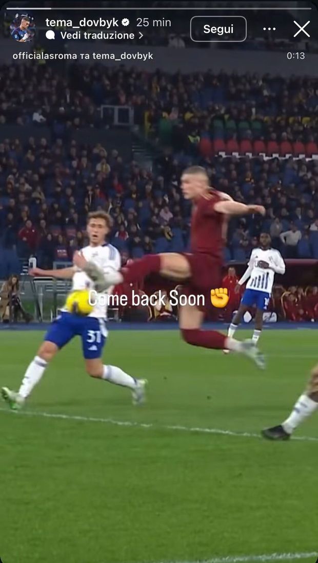 Roma-Como, Dovbyk scalpita e annuncia: “Torno presto”- immagine 2