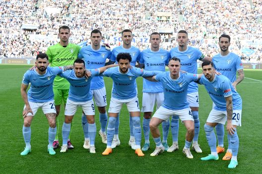 ROME, ITALY - APRIL 22: SS Lazio team line up ashea during the Serie A match between SS Lazio and Torino FC at Stadio Olimpico on April 22, 2023 in Rome, Italy. (Photo by Marco Rosi - SS Lazio/Getty Images)
