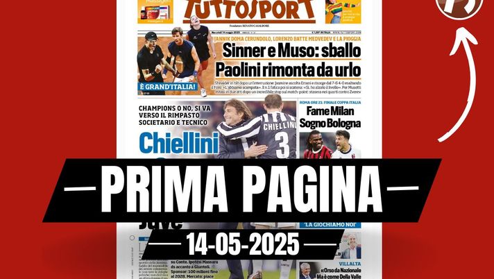 Prima pagina Tuttosport: 'Coppa Italia: fame Milan, sogno Bologna'