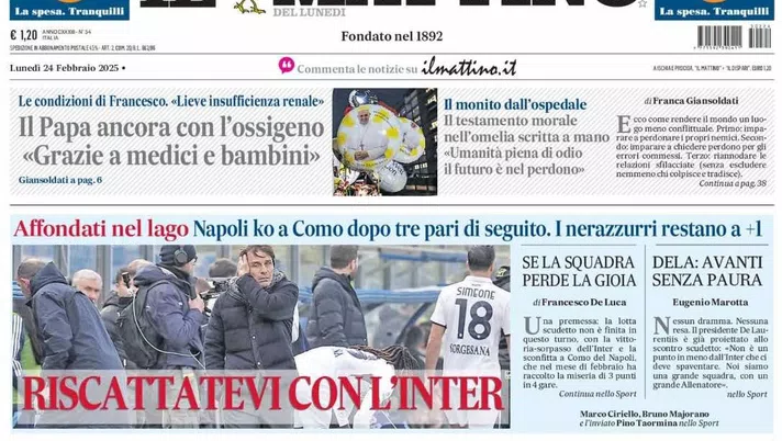 prima pagina il mattino oggi