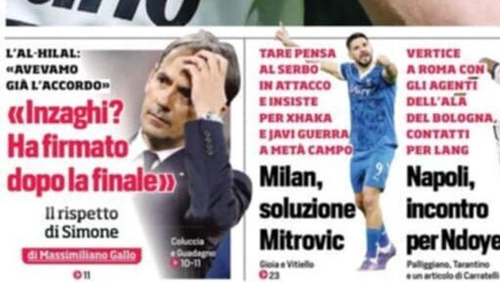 prima pagina corriere dello sport oggi