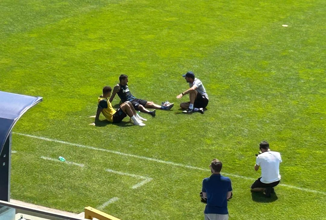 I due azzurri a colloquio a fine allenamento