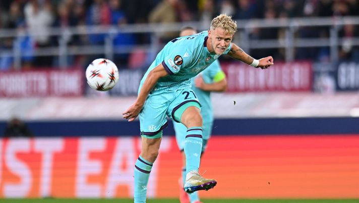 BOLOGNA, ITALY - OCTOBER 02: Jens Odgaard of Bologna FC in action during the UEFA Europa League 2025/26 League Phase MD2 match between Bologna FC 1909 and SC Freiburg at Stadio Renato Dall'Ara on October 02, 2025 in Bologna, Italy. (Photo by Alessandro Sabattini/Getty Images) Bologna, i convocati per il Torino: Odgaard torna disponibile. Immobile… - immagine 1