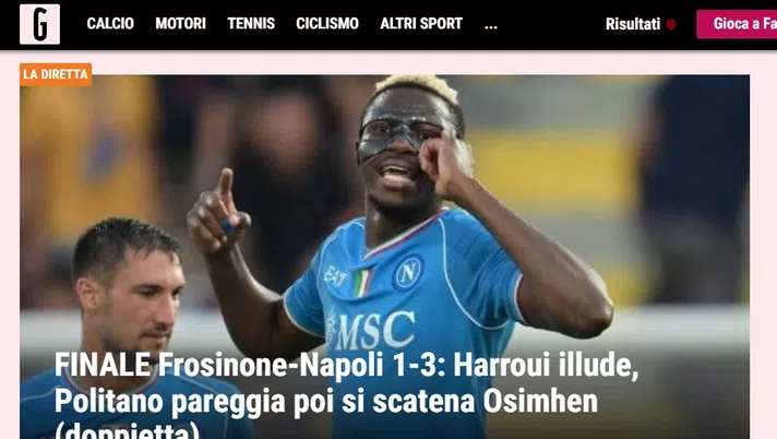 Gazzetta, Frosinone-Napoli:  super doppietta ed è 3-1 - immagine 1