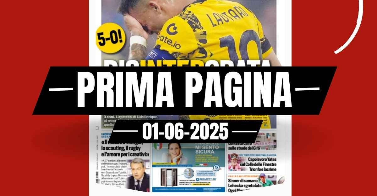 Prima pagina Tuttosport, PSG Inter 5 0: “Disintergrata” Prima pagina Tuttosport, PSG Inter 5 0: “Disintergrata”