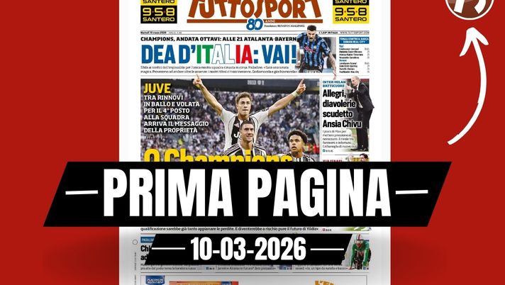 Prima pagina Tuttosport: 'Milan-Inter da batticuore. Allegri, diavolerie Scudetto. Ansia Chivu'