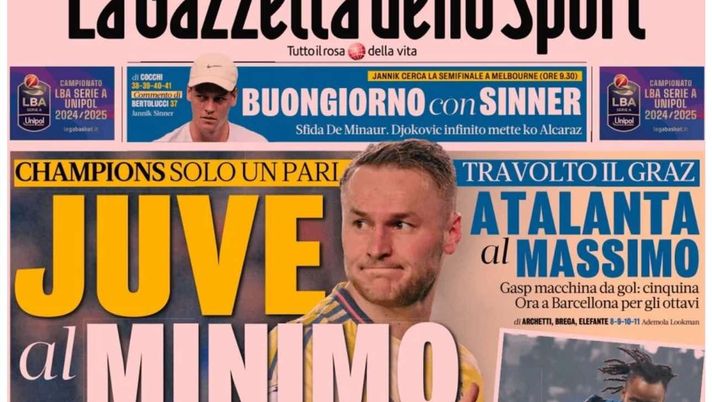 PRIMA PAGINA GAZZETTA DELLO SPORT OGGI: “Juve al minimo, Atalanta al massimo” PRIMA PAGINA GAZZETTA DELLO SPORT OGGI: “Inzaghi al rinnovo, ci metto la firma”