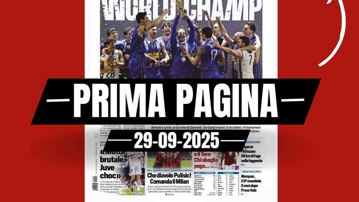 Prima pagina Tuttosport: 'Che diavolo Pulisic! Comanda il Milan. Max, lezione a Conte'