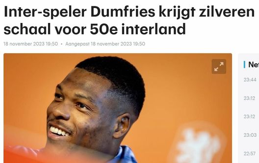 Olanda, Dumfries premiato con la coppa d’argento per la 50esima presenza- immagine 2