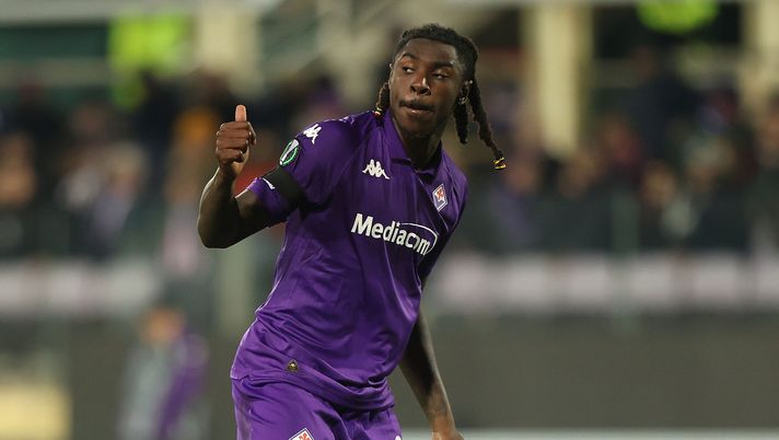 FLORENCE, ITALY - DECEMBER 12: Moise Kean of ACF Fiorentina gestures during the UEFA Europa League 2024/25 League Phase MD6 match between ACF Fiorentina and LASK at Stadio Artemio Franchi on December 12, 2024 in Florence, Italy. (Photo by Gabriele Maltinti/Getty Images) Moise Kean